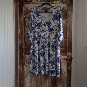 Blue Toile print dress by asos curve